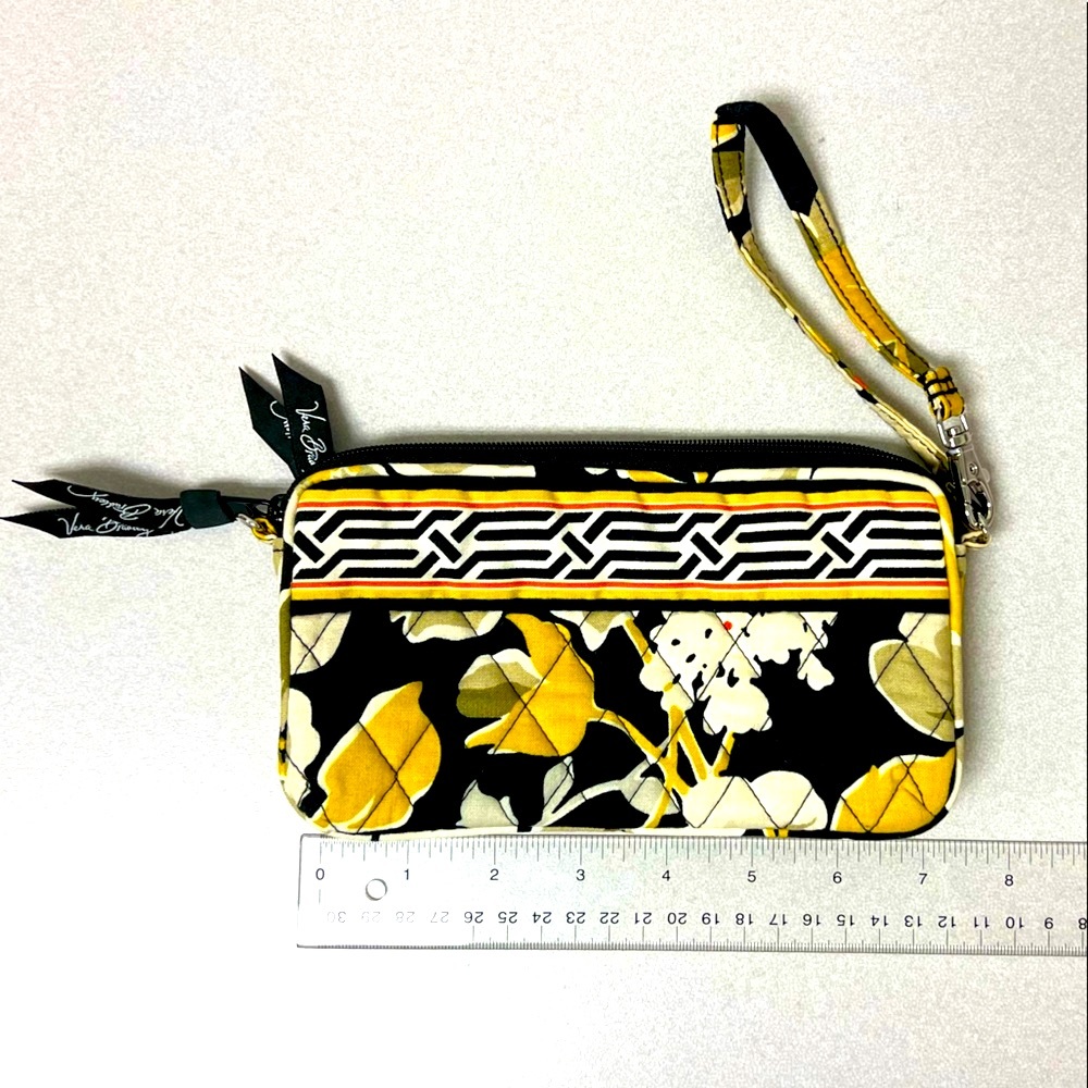 Vera Bradley Dogwood black yellow wristlet clutch